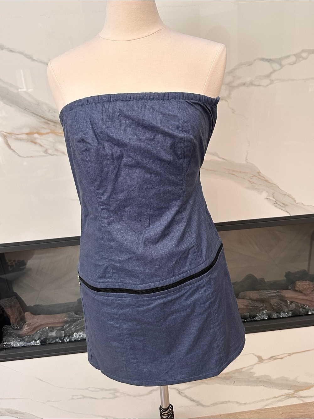 Vintage Y2K Tommy Hilfiger Nylon style Strapless Dress Size Medium